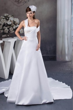 Beautiful A-Line Sleeveless Satin Taffeta Straps Wedding Dresses 2030616