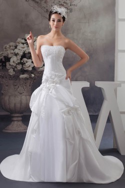 Beautiful A-Line Sleeveless Strapless Satin Taffeta Wedding Dresses 2030617