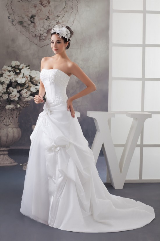 Beautiful A-Line Sleeveless Strapless Satin Taffeta Wedding Dresses 2030617 Beautiful A-Line Sleeveless Strapless Satin Taffeta Wedding Dresses 2030617