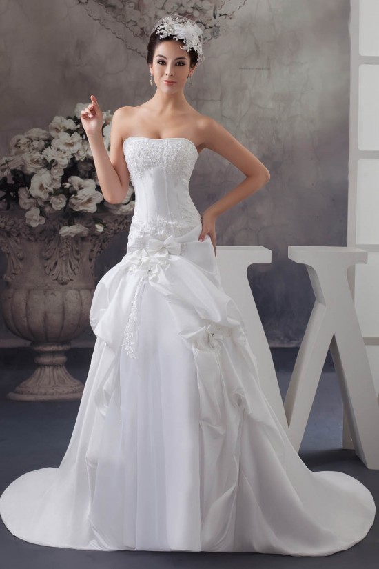 Beautiful A-Line Sleeveless Strapless Satin Taffeta Wedding Dresses 2030617 Beautiful A-Line Sleeveless Strapless Satin Taffeta Wedding Dresses 2030617