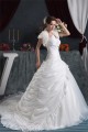 Beautiful A-Line V-Neck Satin Taffeta Short Sleeve Wedding Dresses 2030622 Beautiful A-Line V-Neck Satin Taffeta Short Sleeve Wedding Dresses 2030622