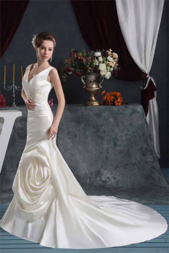 Beautiful Mermaid/Trumpet Straps Satin Wedding Dresses 2030624 Beautiful Mermaid/Trumpet Straps Satin Wedding Dresses 2030624