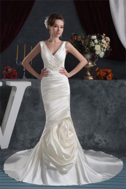 Beautiful Mermaid/Trumpet Straps Satin Wedding Dresses 2030624