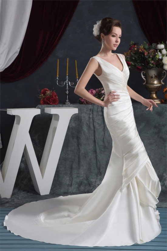 Beautiful Mermaid/Trumpet Straps Satin Wedding Dresses 2030624 Beautiful Mermaid/Trumpet Straps Satin Wedding Dresses 2030624