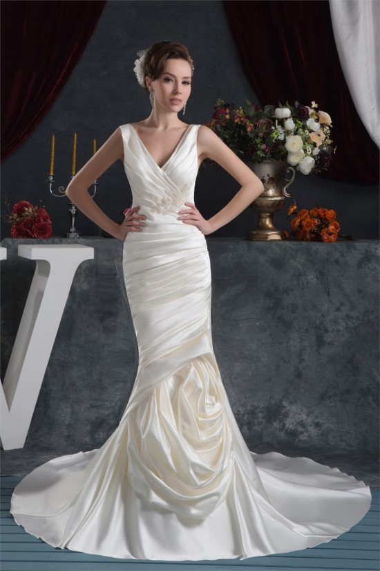 Beautiful Mermaid/Trumpet Straps Satin Wedding Dresses 2030624 Beautiful Mermaid/Trumpet Straps Satin Wedding Dresses 2030624