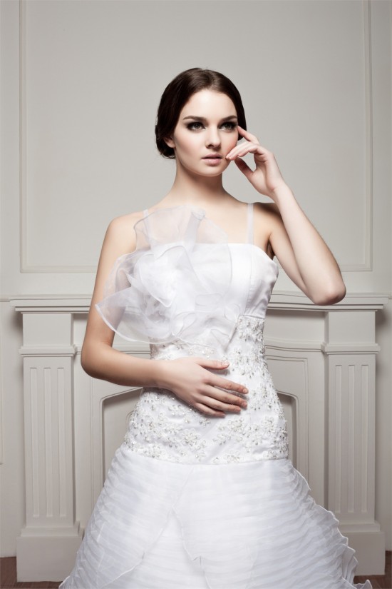 Beautiful Satin Spaghetti Straps Sleeveless A-Line Wedding Dresses 2030625 Beautiful Satin Spaghetti Straps Sleeveless A-Line Wedding Dresses 2030625