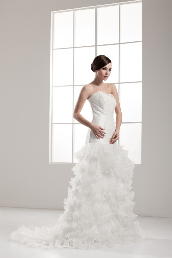 Beautiful Satin Strapless Sleeveless A-Line Wedding Dresses 2030626 Beautiful Satin Strapless Sleeveless A-Line Wedding Dresses 2030626