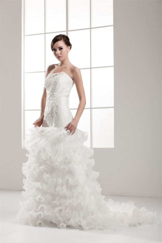 Beautiful Satin Strapless Sleeveless A-Line Wedding Dresses 2030626 Beautiful Satin Strapless Sleeveless A-Line Wedding Dresses 2030626