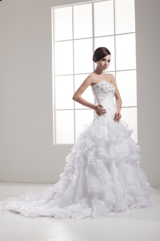 Beautiful Satin Taffeta A-Line Sleeveless Sweetheart Wedding Dresses 2030628