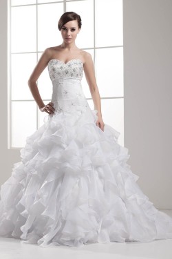 Beautiful Satin Taffeta A-Line Sleeveless Sweetheart Wedding Dresses 2030628