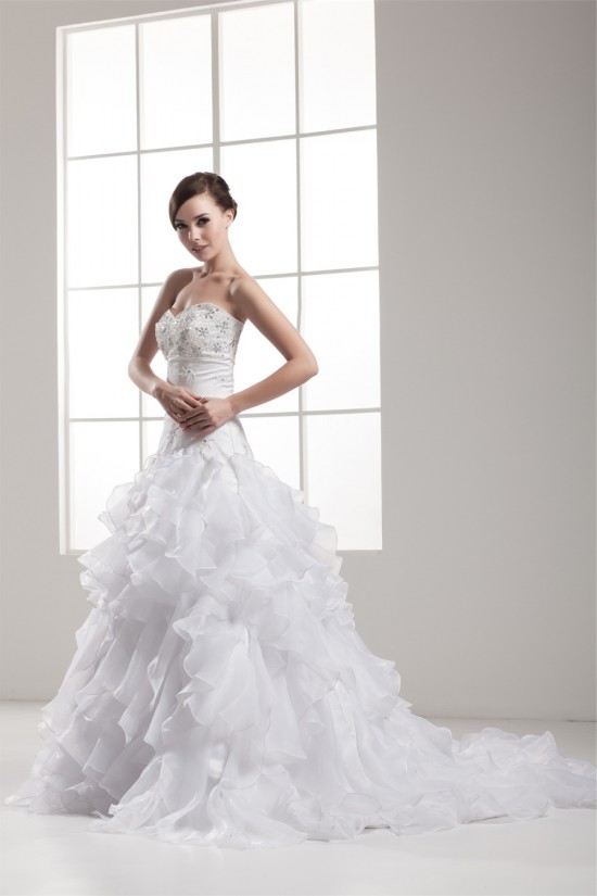 Beautiful Satin Taffeta A-Line Sleeveless Sweetheart Wedding Dresses 2030628