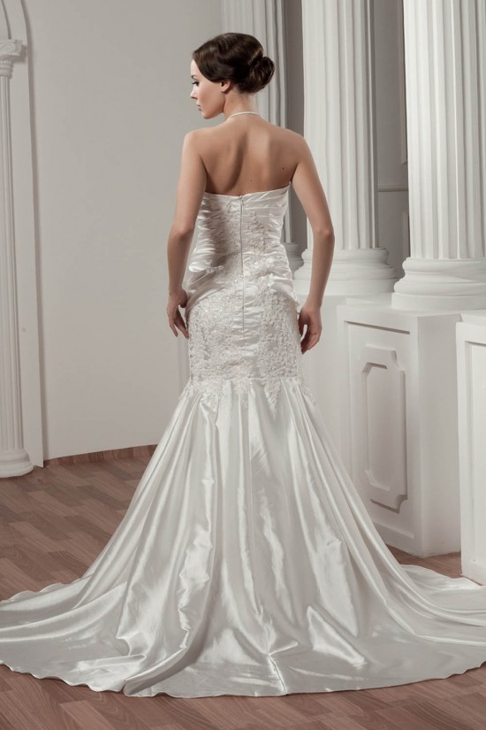 Beautiful Satin Taffeta Sleeveless Lace Halter Wedding Dresses 2030629 Beautiful Satin Taffeta Sleeveless Lace Halter Wedding Dresses 2030629