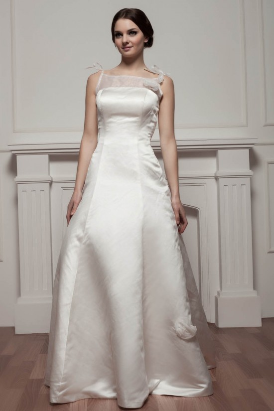 Beautiful Sleeveless Portrait Satin Fine Netting A-Line Wedding Dresses 2030630 Beautiful Sleeveless Portrait Satin Fine Netting A-Line Wedding Dresses 2030630