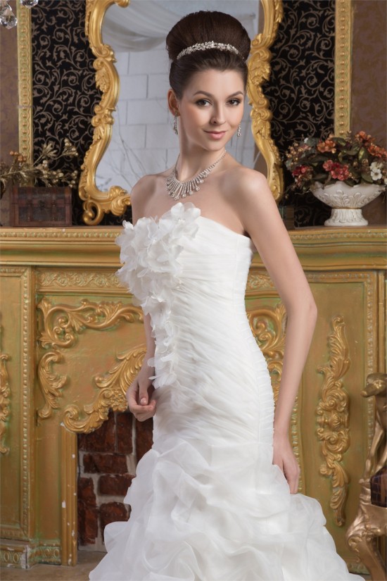 Beautiful Sleeveless Satin Strapless A-Line Wedding Dresses 2030631