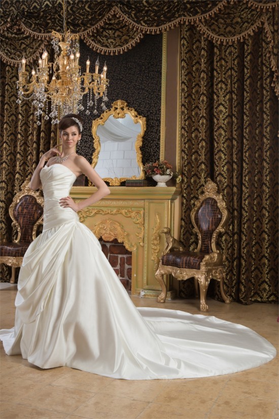 Beautiful Sleeveless Satin Sweetheart A-Line Wedding Dresses 2030632
