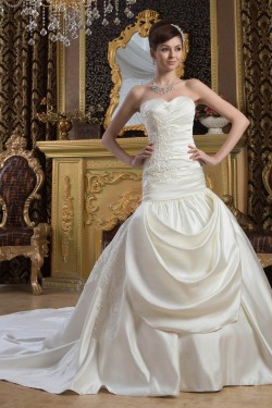 Beautiful Sleeveless Satin Sweetheart A-Line Wedding Dresses 2030632