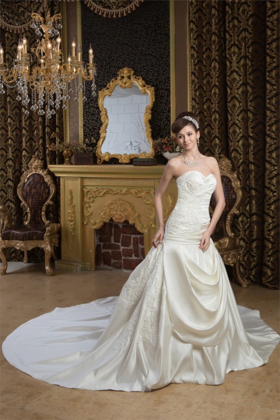 Beautiful Sleeveless Satin Sweetheart A-Line Wedding Dresses 2030632