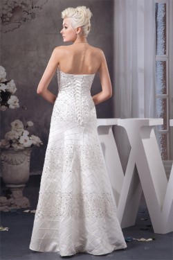Beautiful Sleeveless Strapless A-Line Satin Wedding Dresses 2030633
