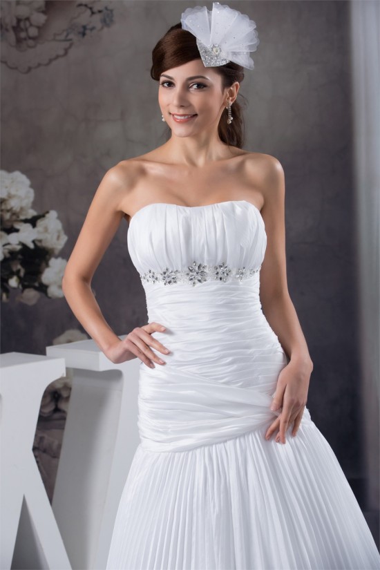 Beautiful Soft Sweetheart Chiffon Satin Sleeveless Wedding Dresses 2030634