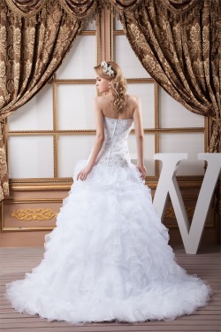 Beautiful Sweetheart Satin Organza A-Line Sleeveless Wedding Dresses 2030635