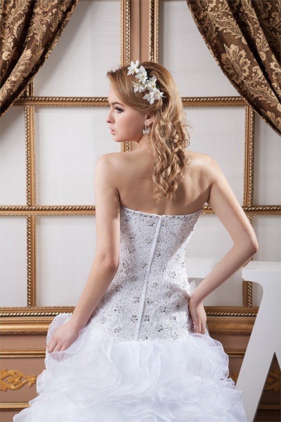 Beautiful Sweetheart Satin Organza A-Line Sleeveless Wedding Dresses 2030635