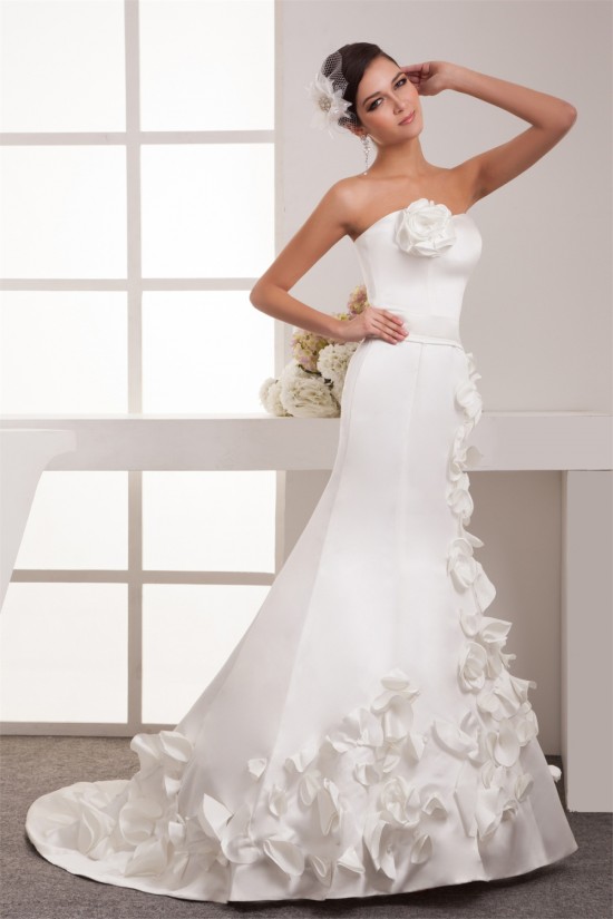 Beautiful Sweetheart Sleeveless Satin Mermaid/Trumpet Wedding Dresses 2030636