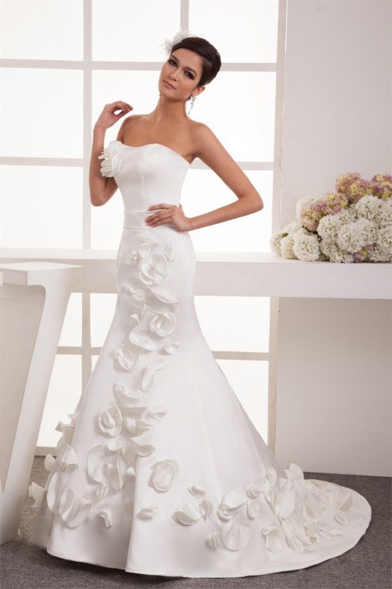Beautiful Sweetheart Sleeveless Satin Mermaid/Trumpet Wedding Dresses 2030636