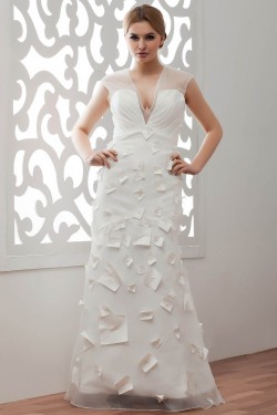 Beautiful V-Neck A-Line Organza Taffeta Wedding Dresses 2030639