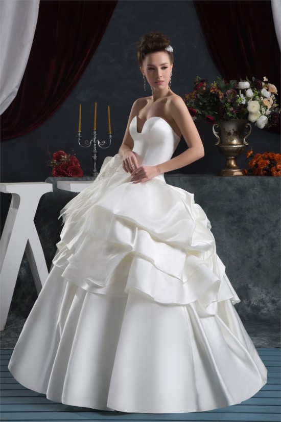 Bowl Ball Gown Sleeveless Satin Taffeta Reception Wedding Dresses 2030640
