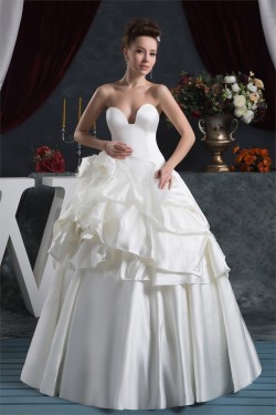 Bowl Ball Gown Sleeveless Satin Taffeta Reception Wedding Dresses 2030640