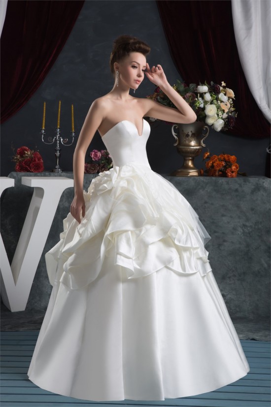 Bowl Ball Gown Sleeveless Satin Taffeta Reception Wedding Dresses 2030640