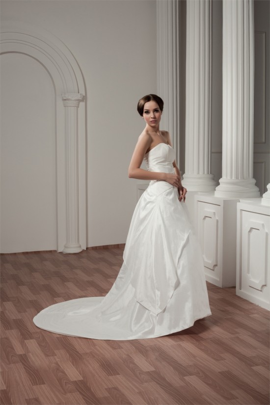 Breathtaking Satin Sleeveless Sweetheart A-Line Wedding Dresses 2030644