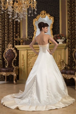 Breathtaking Strapless Satin Sleeveless A-Line Wedding Dresses 2030645