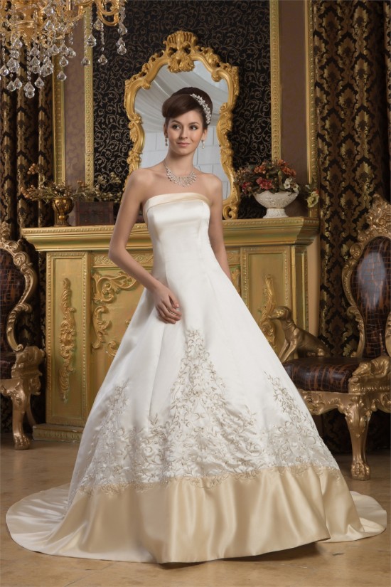 Breathtaking Strapless Satin Sleeveless A-Line Wedding Dresses 2030645 Breathtaking Strapless Satin Sleeveless A-Line Wedding Dresses 2030645