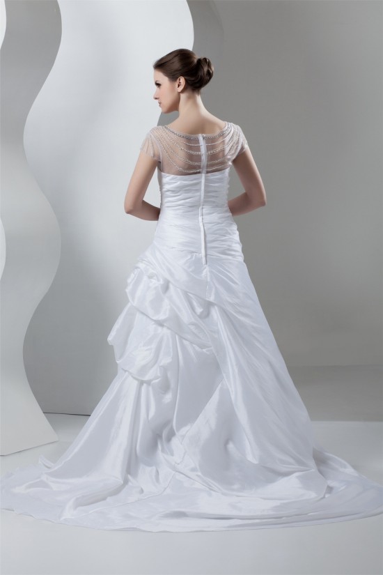 Breathtaking Taffeta A-Line High-Neck Best Beading Wedding Dresses 2030646 Breathtaking Taffeta A-Line High-Neck Best Beading Wedding Dresses 2030646