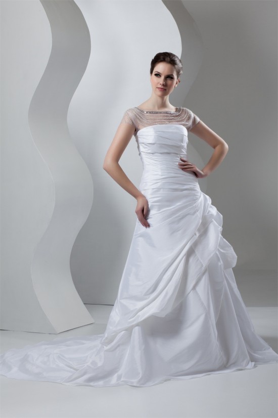 Breathtaking Taffeta A-Line High-Neck Best Beading Wedding Dresses 2030646 Breathtaking Taffeta A-Line High-Neck Best Beading Wedding Dresses 2030646