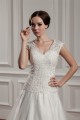 Breathtaking V-Neck A-Line Satin Organza V-Neck Lace Wedding Dresses 2030647