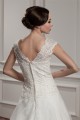 Breathtaking V-Neck A-Line Satin Organza V-Neck Lace Wedding Dresses 2030647