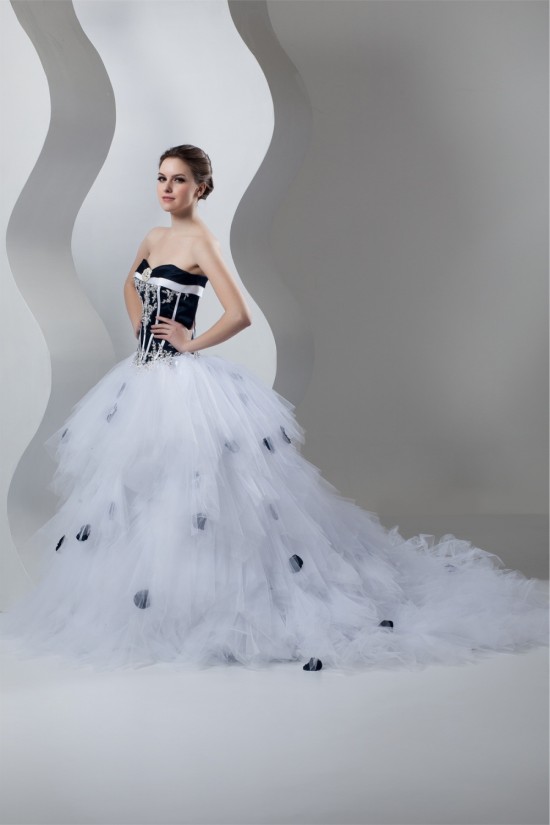 Charming Satin Organza Princess Sweetheart Sleeveless Wedding Dresses 2030651