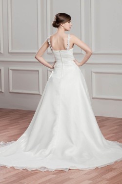 Charming V-Neck Sleeveless Satin Organza A-Line Wedding Dresses 2030653