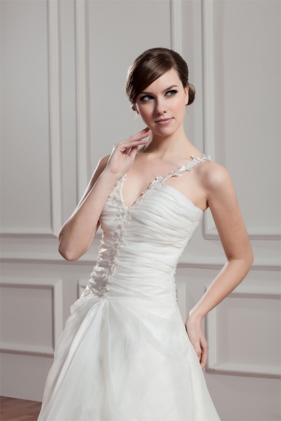 Charming V-Neck Sleeveless Satin Organza A-Line Wedding Dresses 2030653 Charming V-Neck Sleeveless Satin Organza A-Line Wedding Dresses 2030653