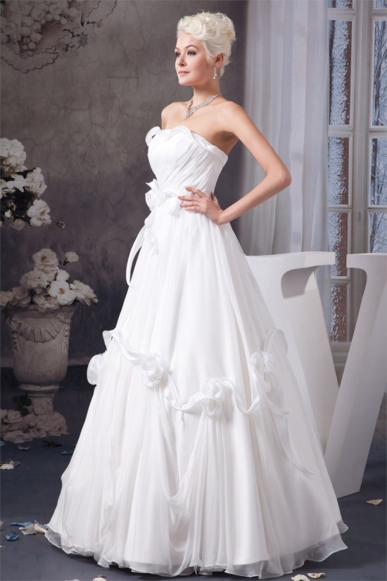 Chiffon Satin Silk like Satin A-Line Sleeveless Most Beautiful Wedding Dresses 2030655