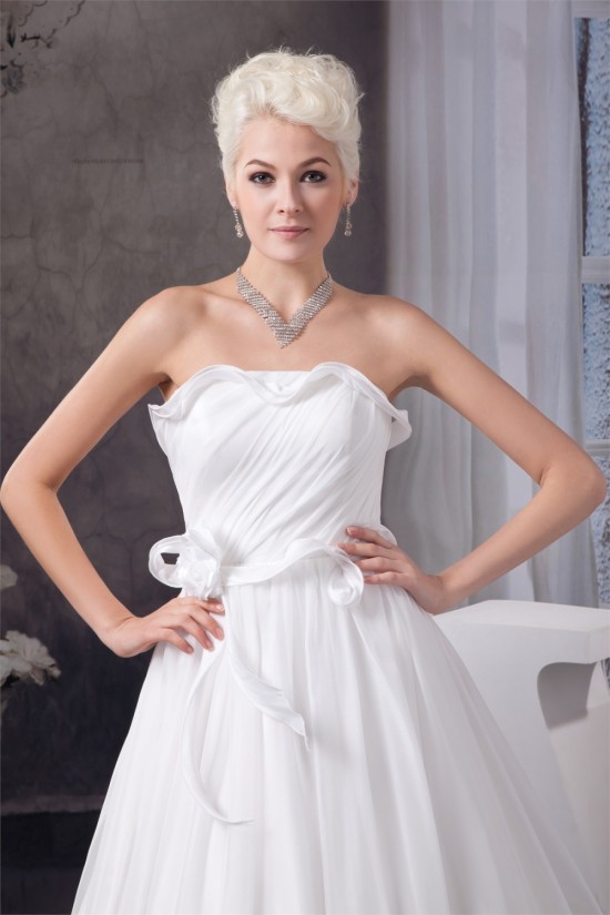 Chiffon Satin Silk like Satin A-Line Sleeveless Most Beautiful Wedding Dresses 2030655