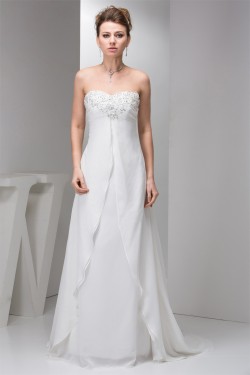 Chiffon Silk like Satin Sweetheart Beaded Sequin Sweet Wedding Dresses 2030658