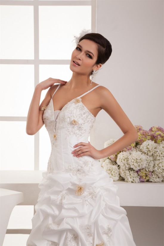 Elegant A-Line Satin Organza Taffeta Spaghetti Straps Wedding Dresses 2030660 Elegant A-Line Satin Organza Taffeta Spaghetti Straps Wedding Dresses 2030660