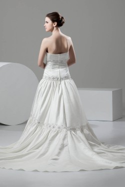 Elegant A-Line Satin Soft Sweetheart Sleeveless Wedding Dresses 2030661