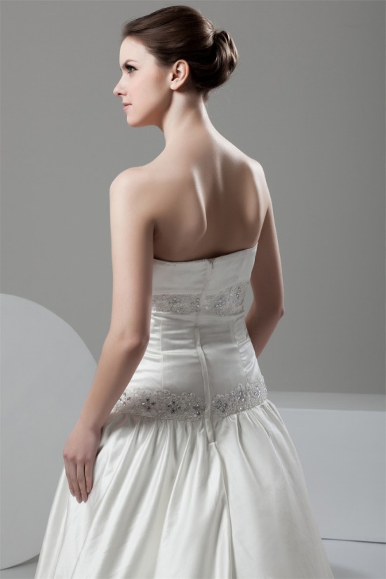 Elegant A-Line Satin Soft Sweetheart Sleeveless Wedding Dresses 2030661