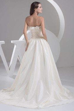 Elegant A-Line Satin Taffeta Strapless Best Wedding Dresses 2030662
