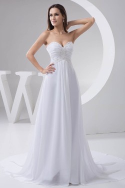 Elegant A-Line Sleeveless Chiffon Sweetheart Best Wedding Dresses 2030663