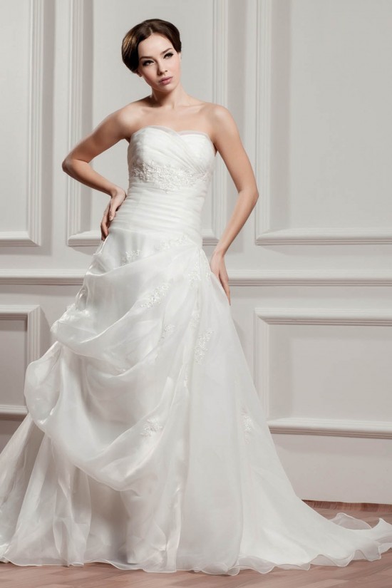 Elegant A-Line Strapless Satin Sleeveless Best Wedding Dresses 2030664 Elegant A-Line Strapless Satin Sleeveless Best Wedding Dresses 2030664